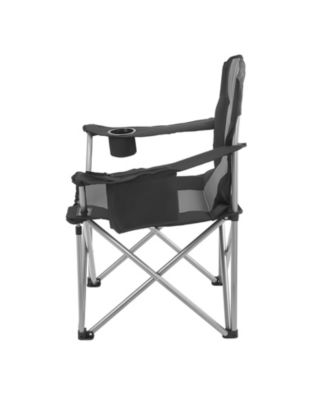 Heavy-Duty Folding Camping Chair With Padded Armrests Cooler Bag and 450 Lbs Capacity