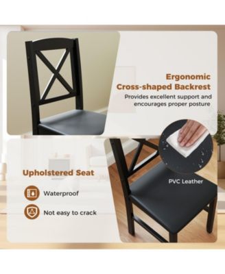 3-Piece Wooden Kitchen Table Set for 2 with Cross-Back Chairs