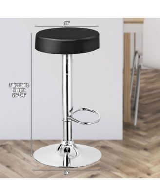 Set of 4 Round Bar Stool Adjustable Swivel Pub Chair w/ Footrest