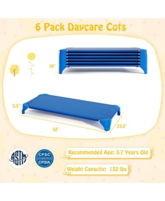 52 Inch Kids Stackable Daycare Cots 6 Pack Portable Nap Beds