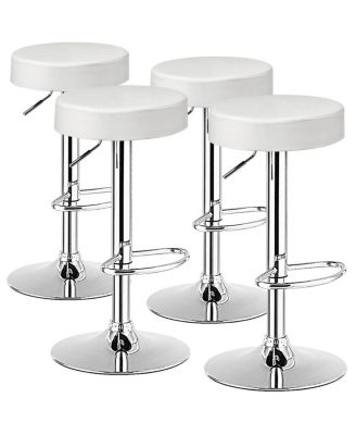 Set of 4 Round Bar Stool Adjustable Swivel Pub Chair w/ Footrest