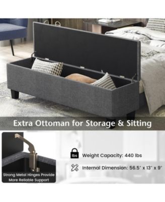 Full Upholstered Platform Bed Frame with Ottoman Storage and Tufted Headboard
