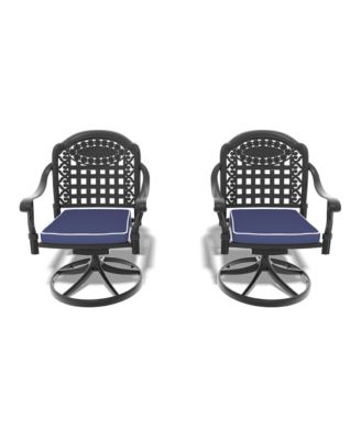 Patio Cast Aluminum Swivel Dining Chairs with Cushions, Set of 2