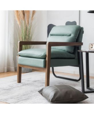 Extra-Thick Padded Single Accent Armchair with Rubber Wood Legs