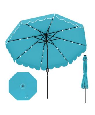 Outdoor Solar Umbrella with 24 LED Lights Vented Top