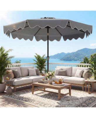 Outdoor Patio Umbrella with Stable Weighted Base and Sandbag Anchors