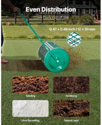 Compost Spreader, 24 inches Wide with Adjustable Height, Powder-Coated Steel Roller