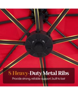 Solar-Powered Offset Hanging Umbrella with 40 LED Lights for Patio