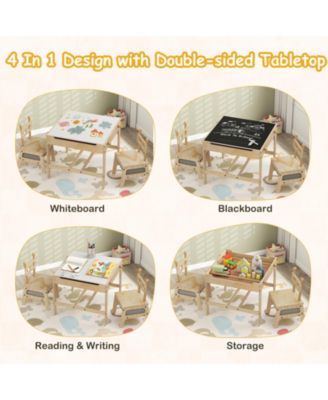 Robot-Shaped Kids Table and Chairs with Reversible Whiteboard for Ages 3