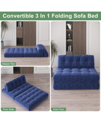 Folding Sofa Bed, Floor Folding Couch with Pillow, Futon Sofa Bed Convertible Sleeper Chair Foldable Mattress Back Support