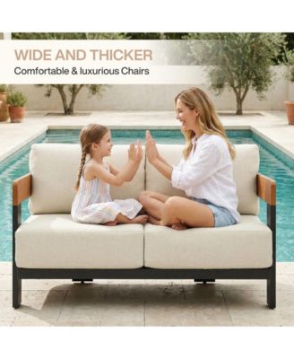 Outdoor Patio Sofa with Cushions, Metal Frame Patio Couch with  Thick Cushions, Outdoor Seating