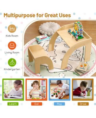 Kids Table and Chair Set with Wide Tabletop and Curved Edges