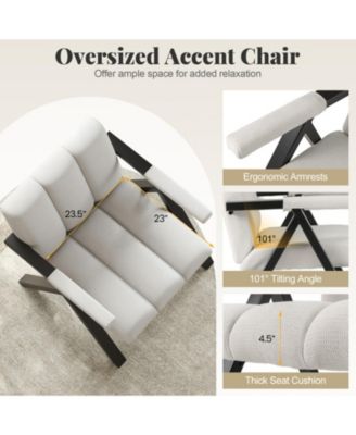 Oversized Accent Chair with Ergonomic Backrest and Metal Frame