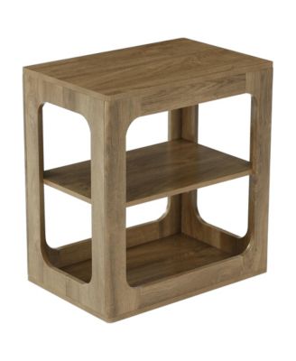 End Table with Storage Shelves, 3-Tier Side Table with Sturdy Base, Farmhouse Wooden Bedside Nightstand
