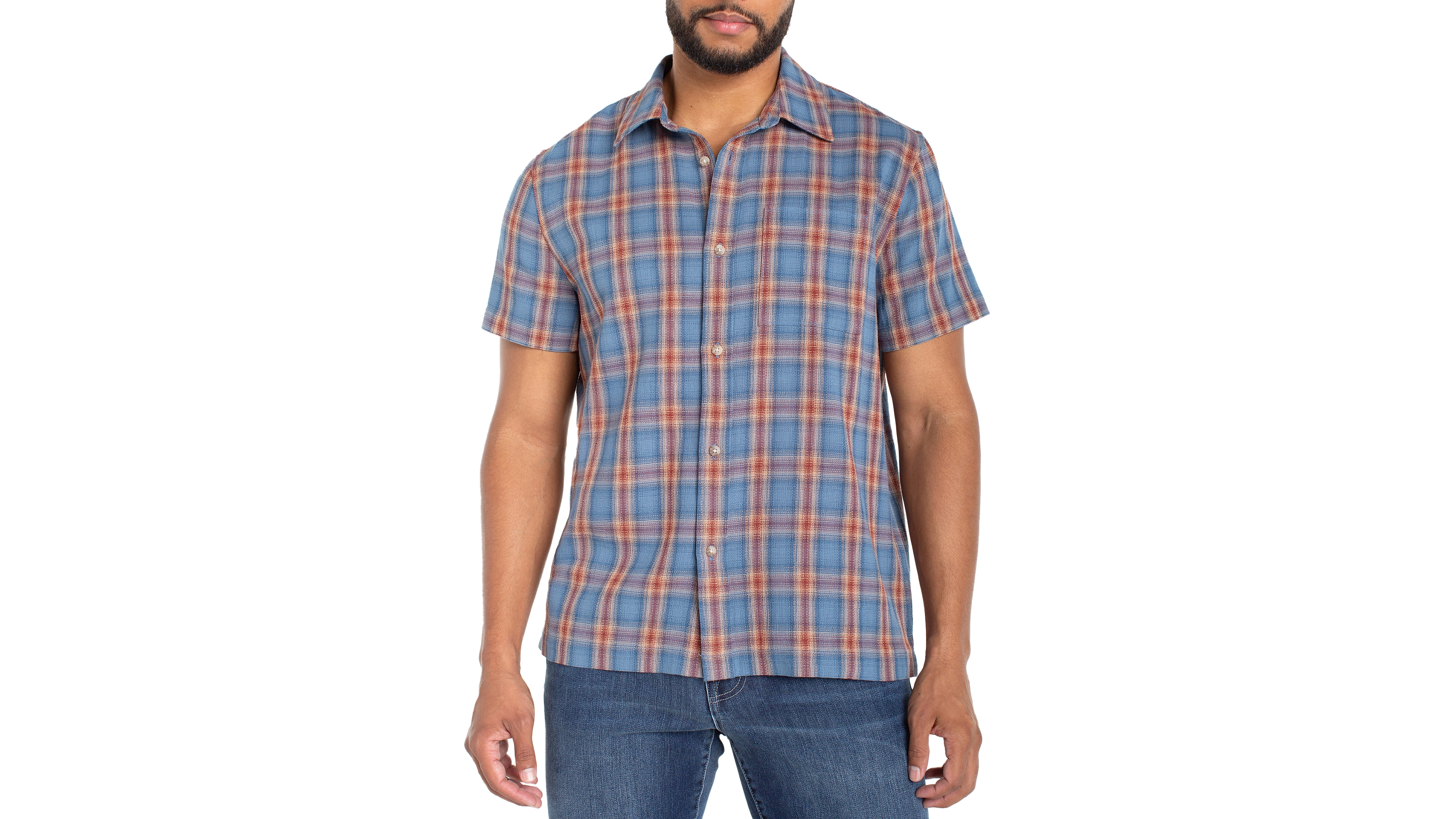 Liverpool Los Angeles Men's Short-Sleeve Plaid Shirt