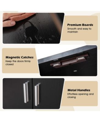 72.5 in Tall Bookshelf with Cabinet, Metal Frame and Anti-Tipping Kits