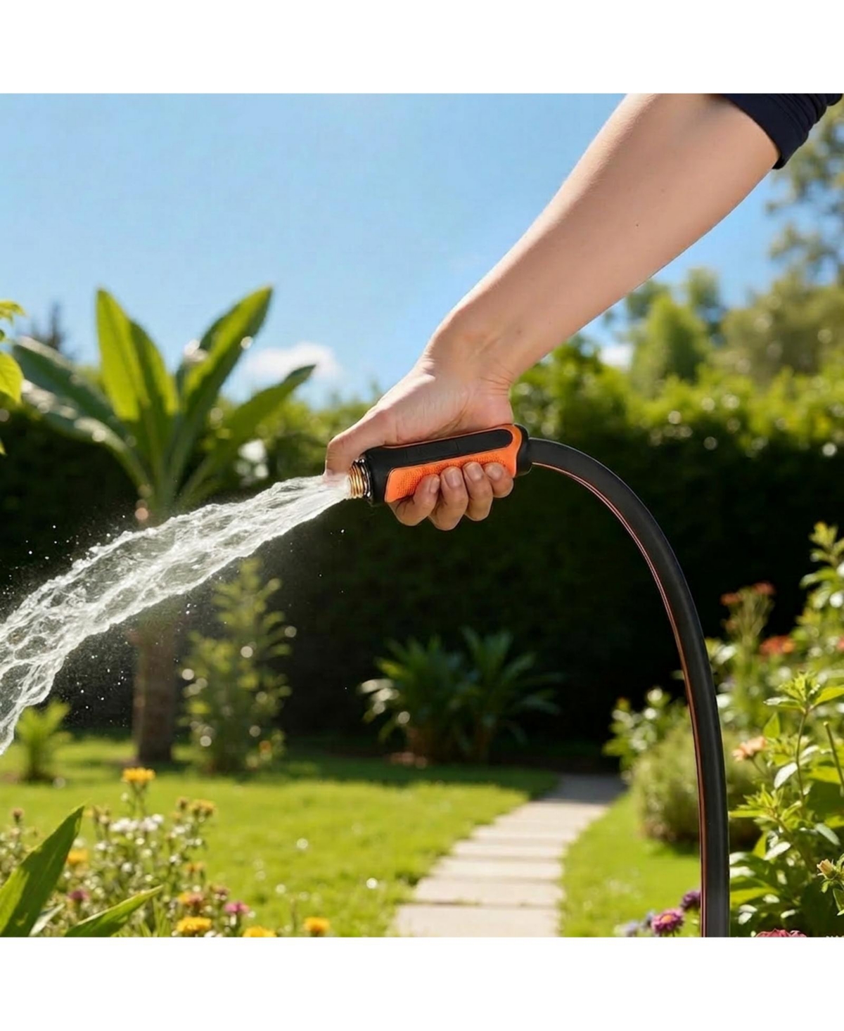 Sugift Garden Hose, 50 feet 5/8", Heavy Duty 4-Layer Rubber Hose for Gardening and Cleaning