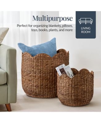 Scalloped 3PC Water Hyacinth Nesting Baskets