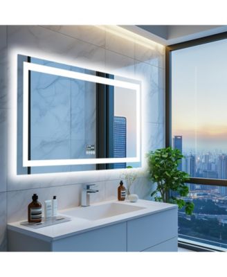 59.4x30.7 inch Colours Wall Mounted Vanity Mirror Bluetooth Speaker Digital Display Front Light Anti Fog for Hotel Bathroom