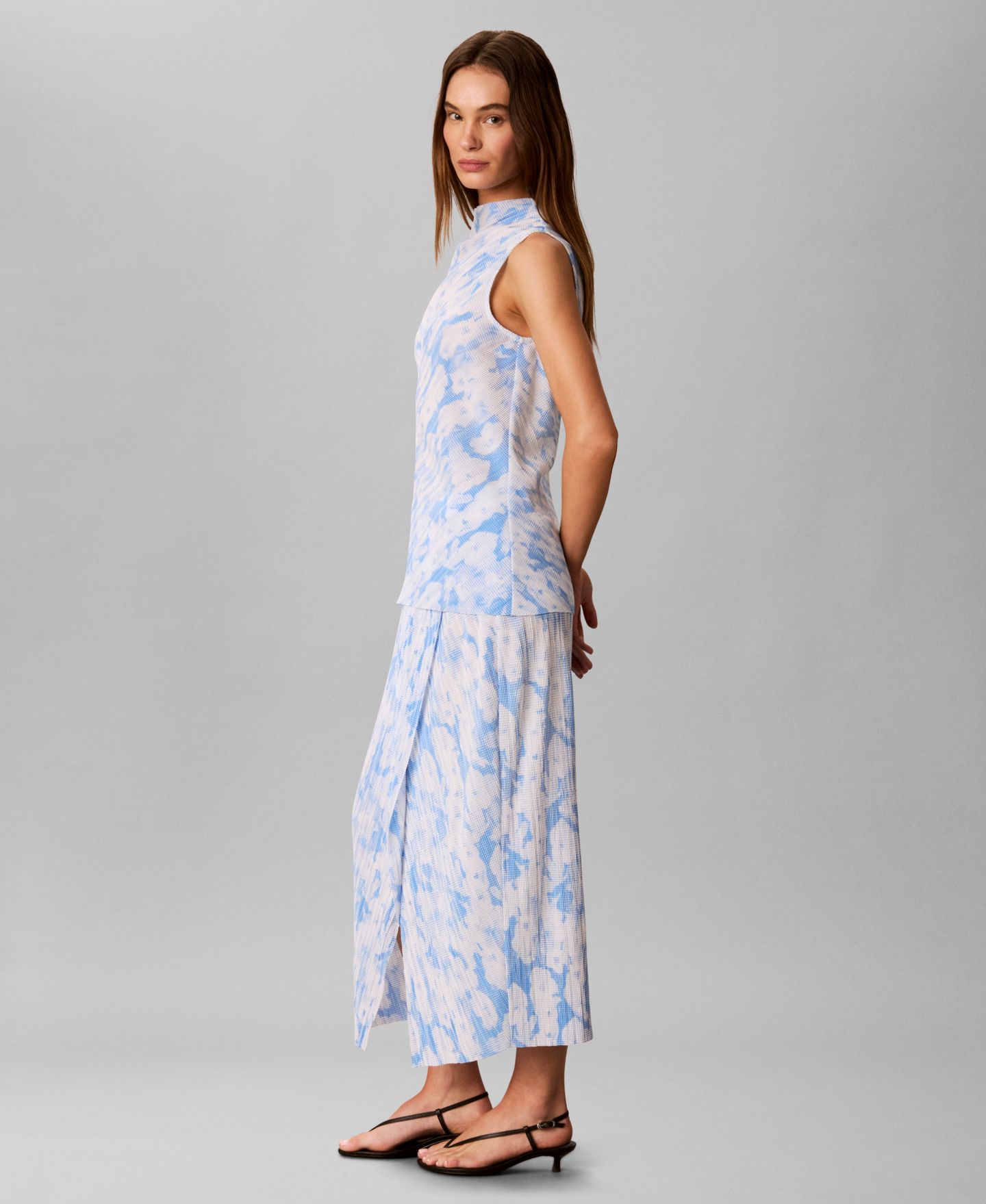 Женская юбка Calvin Klein Printed Plisse Bias Seam Midi, цвет: С принтом — фото 3