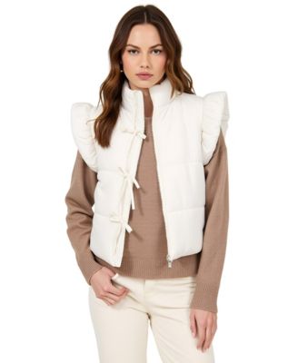 Women's Lea Ruffle Shoulder Tie-Front Puffer Vest