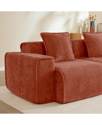 Elegant Velvet Deep Seat Loveseat - Boneless Couch with French Piping, High-resilience Foam and 2 Plush Pillows for Living Room