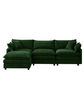 Modern Modular Sectional Sofa, 105" L Shape 3-Seater Chenille Couch with Detachable Footrest for Living Room Use