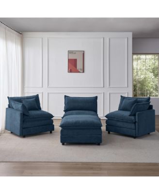 105-inch L Shape Modular Sofa, Chenille Fabric 3-Seater Convertible Sectional Couch with Mobile Ottoman for Living Room