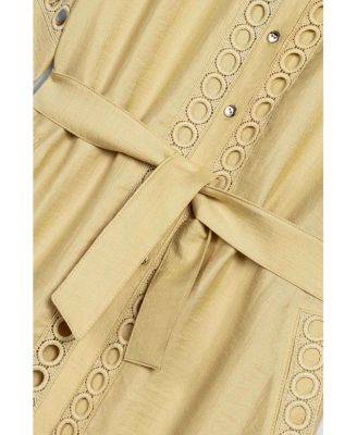 Women's Belted Eyelet Detail Short-Sleeve Jacket