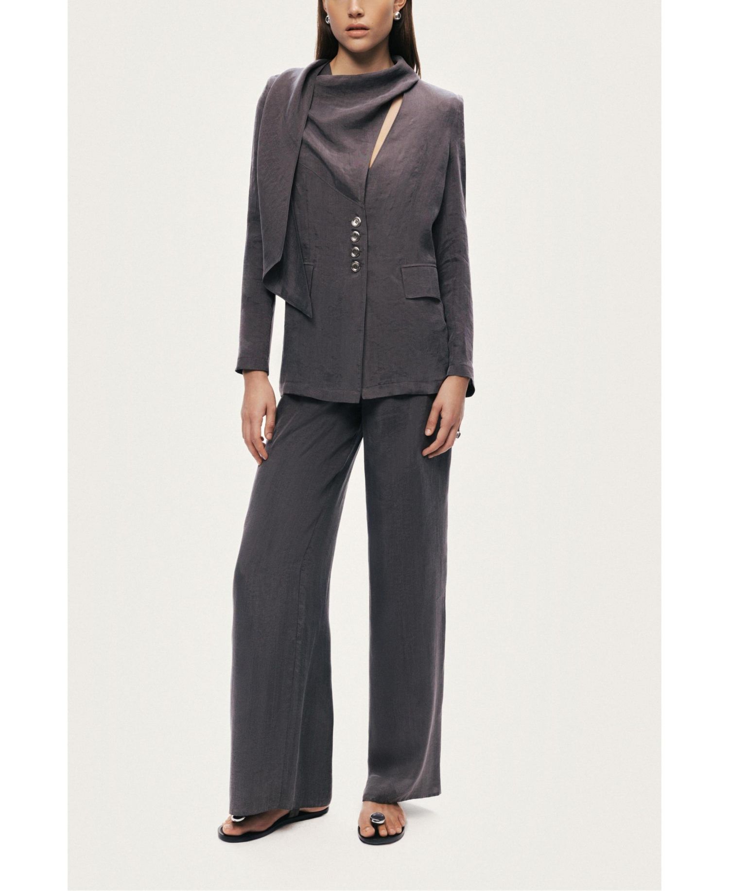 Women's Asymmetrical Draped Tailored Jacket