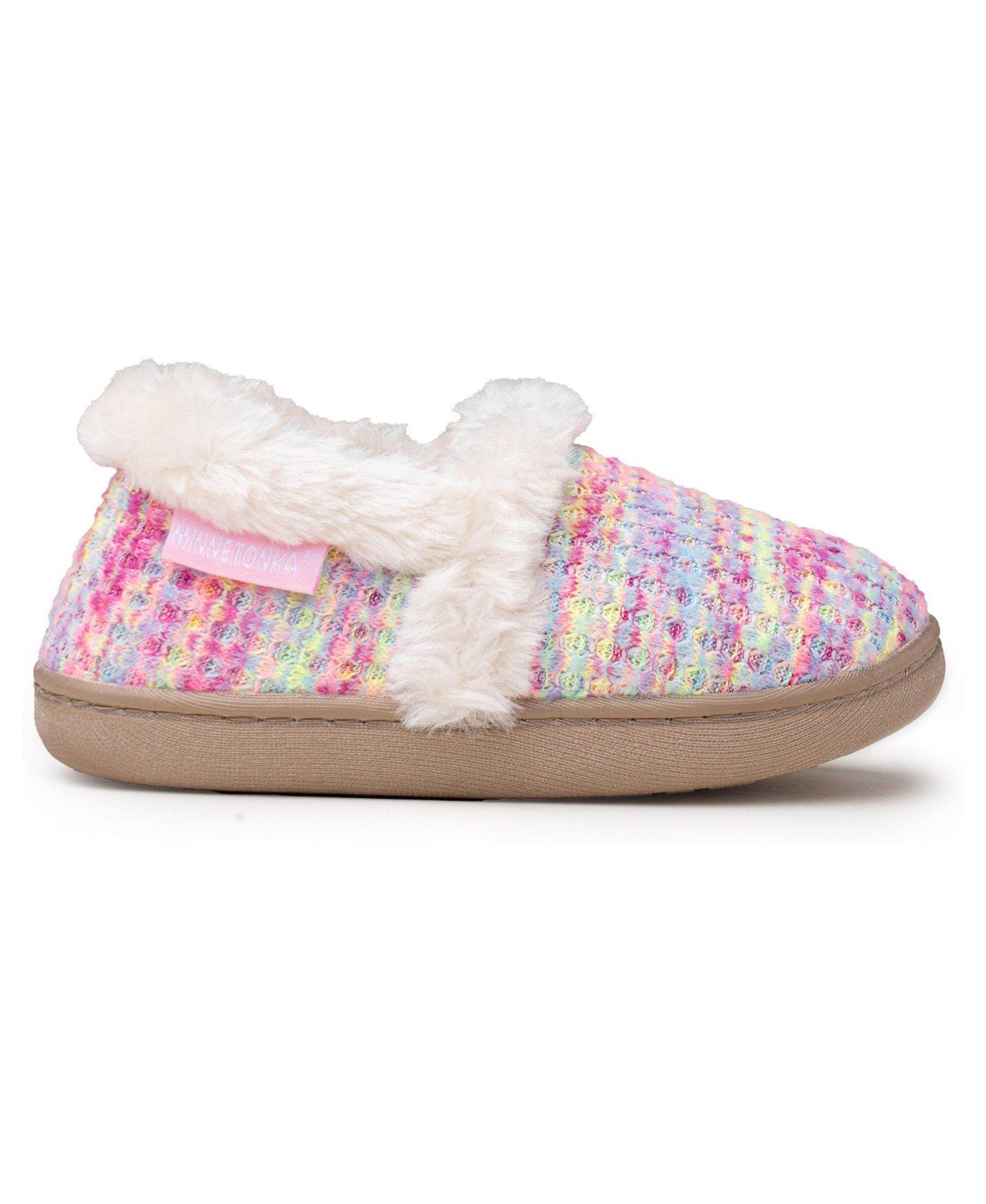 Детские тапочки Minnetonka Daina из искусственного меха, цвет: Яркий разноцветный — фото 2