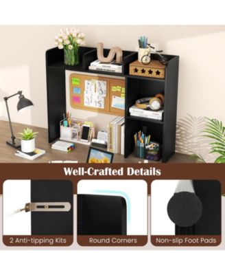 3-Tier Desktop Bookshelf with 4 Shelves, 37 x 10 x 29