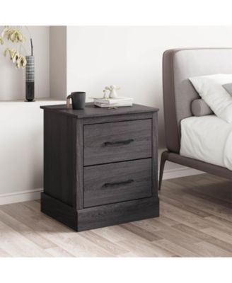 Wood Compact Floor Nightstand with Storage Drawers