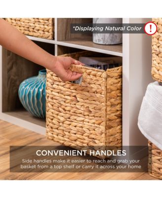 12x12in Hyacinth Baskets, Set of 5 Multipurpose Collapsible Organizers  Inserts