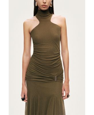 Women's Halter Neck Draped Maxi Dress