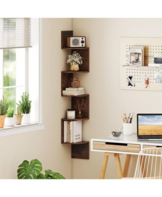 5-Tier Wall Mounted Corner Shelf with Floating Design, 8 x 8 x 50