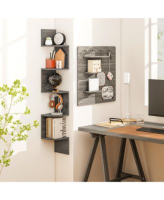 5-Tier Wall Mounted Corner Shelf with Floating Design, 8 x 8 x 50