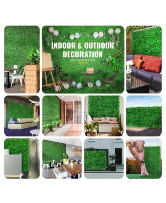 Artificial Boxwood Hedge Panels Set of 6, 20" x 20", for Outdoor/Indoor Decor