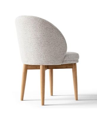  Set of 2 Chenille Upholstered Dining Side Chairs with Solid Wood Legs