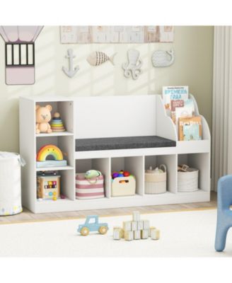 3-in-1 Kids Bookcase with Reading Nook and Cubby Storage, 53.5 in Wide