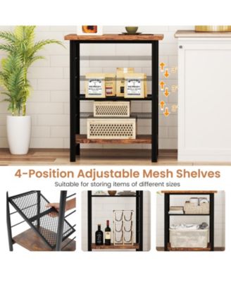 3-Tier End Table Space-Saving Nightstand Industrial Bedside Table for Living Room Bedroom-Rustic