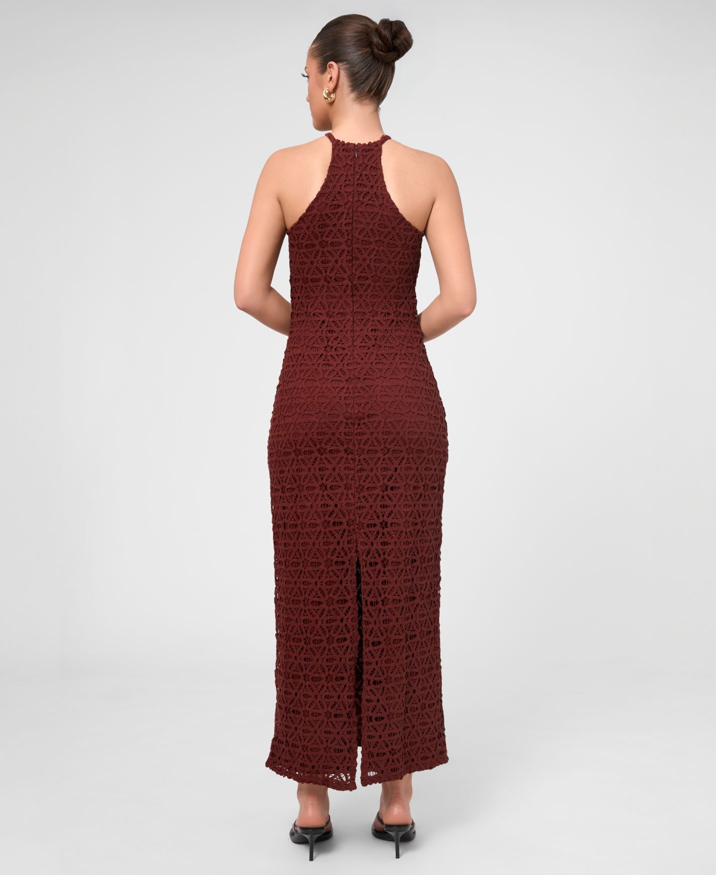 Женское платье RACHEL Rachel Roy Aitana Crochet Midi, цвет: Тёмный красный — фото 3