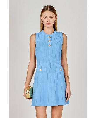 Women's Shank Button Knit Mini Dress