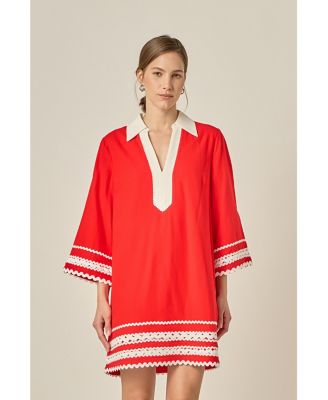 Women's Color Block Shirt Mini Dress