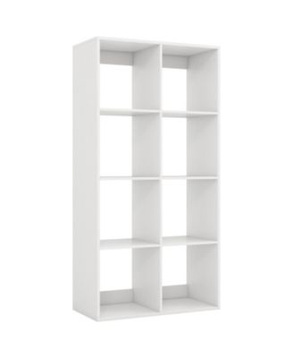 8-Cube Bookshelf with Reinforced Crossbar and Back Guardrail, 27.5 x 13 x 54
