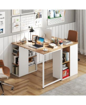 45 in Computer Desk with Five Storage Compartments and Metal Frame