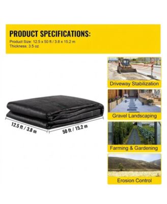 Geotextile Fabric, 12.5 x 50 ft, Heavy Duty Driveway Drain Cloth