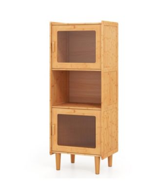 3-Cube Bamboo Storage Cabinet with Acrylic Doors