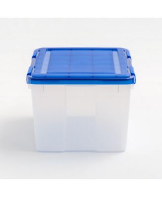 USA WEATHERPRO Airtight Plastic Storage Bins with Lids and Secure Latching Buckles, 46.6 Quart, Set of 4