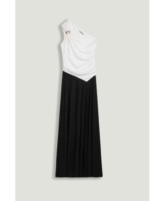 Women's One-Shoulder Contrast Maxi Dress